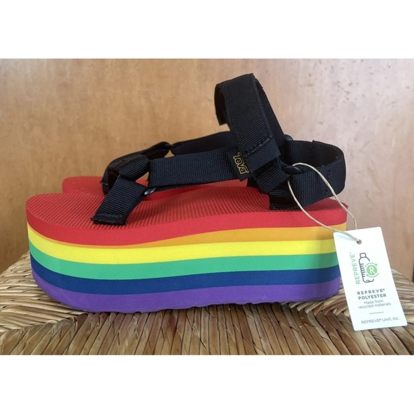 Teva Flatform Universal Rainbow Pride Platform Sandals Heel